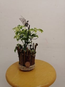 riciclo rami di potatura della vite: coprivaso per piante in vaso
