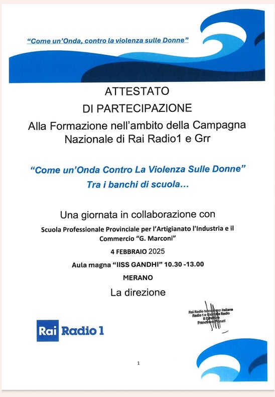 attestato di partecipazione