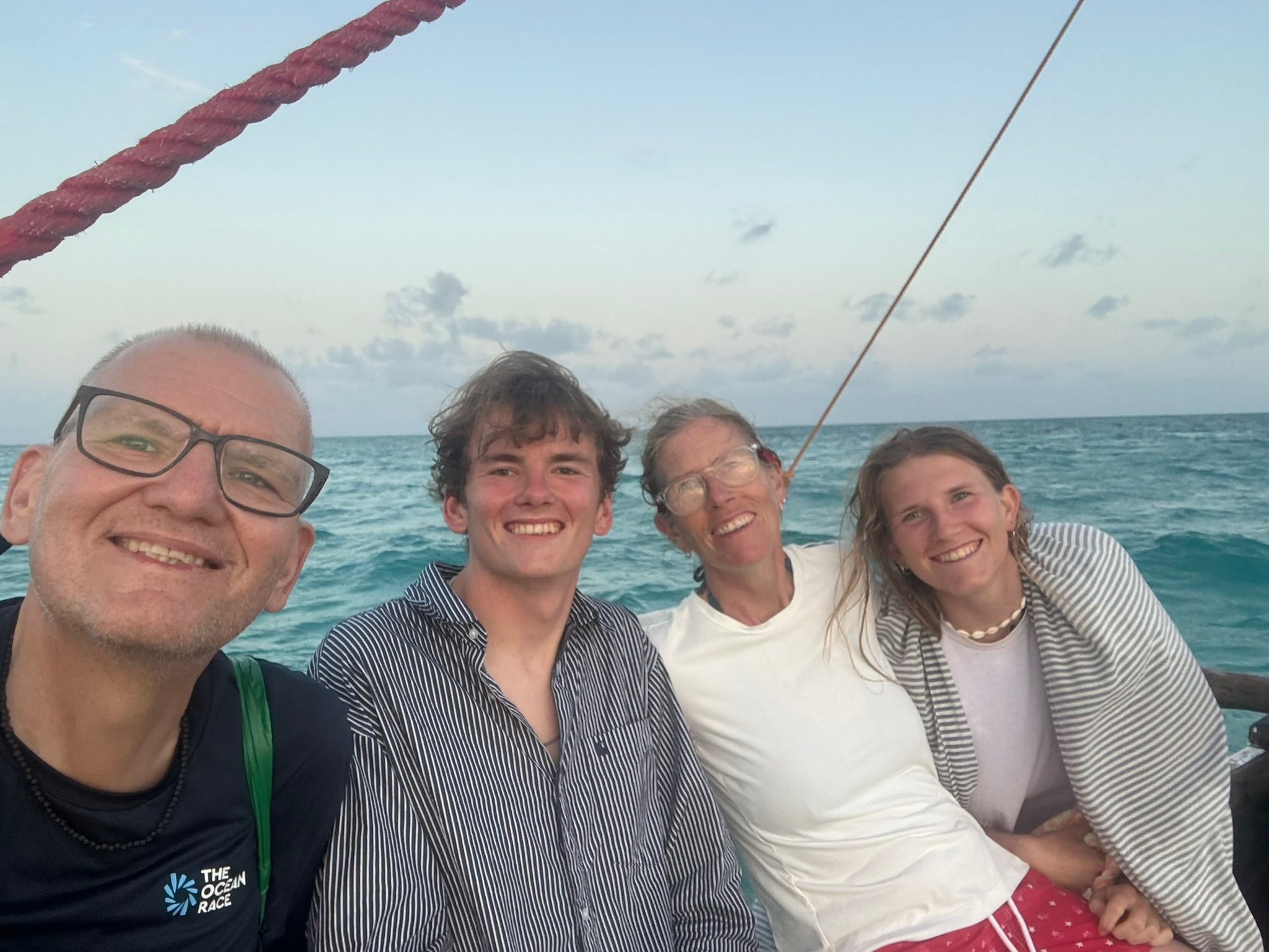 Wolfgangs Familie auf einem Boot