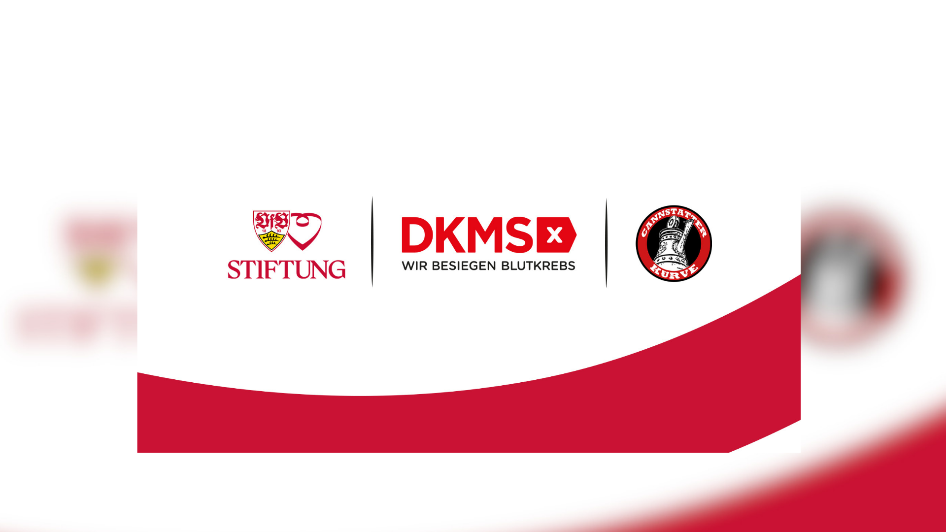 Logos der VfB-Stiftung, der DKMS und der Cannstatter Kurve vor einem weißen Hintergrund. 