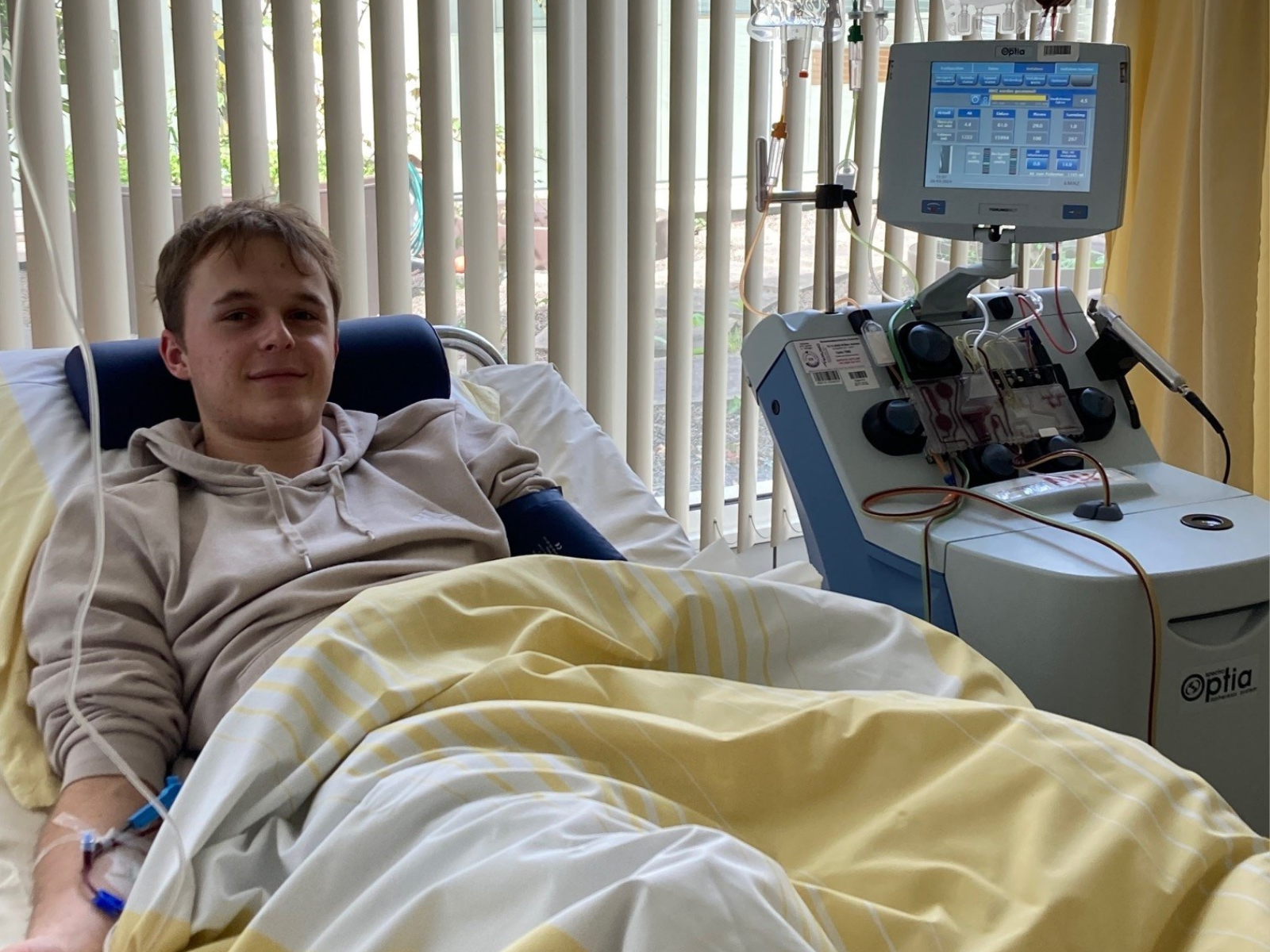 Fabian bei der Stammzellspende.