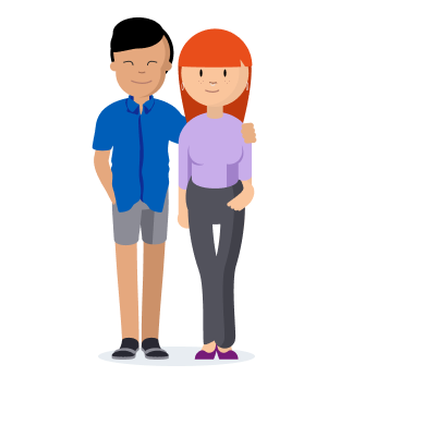 Ein gezeichneter Mann und eine Frau stehen zusammen