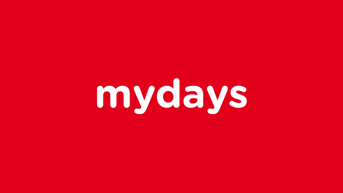 "mydays" auf rotem Hintergrund
