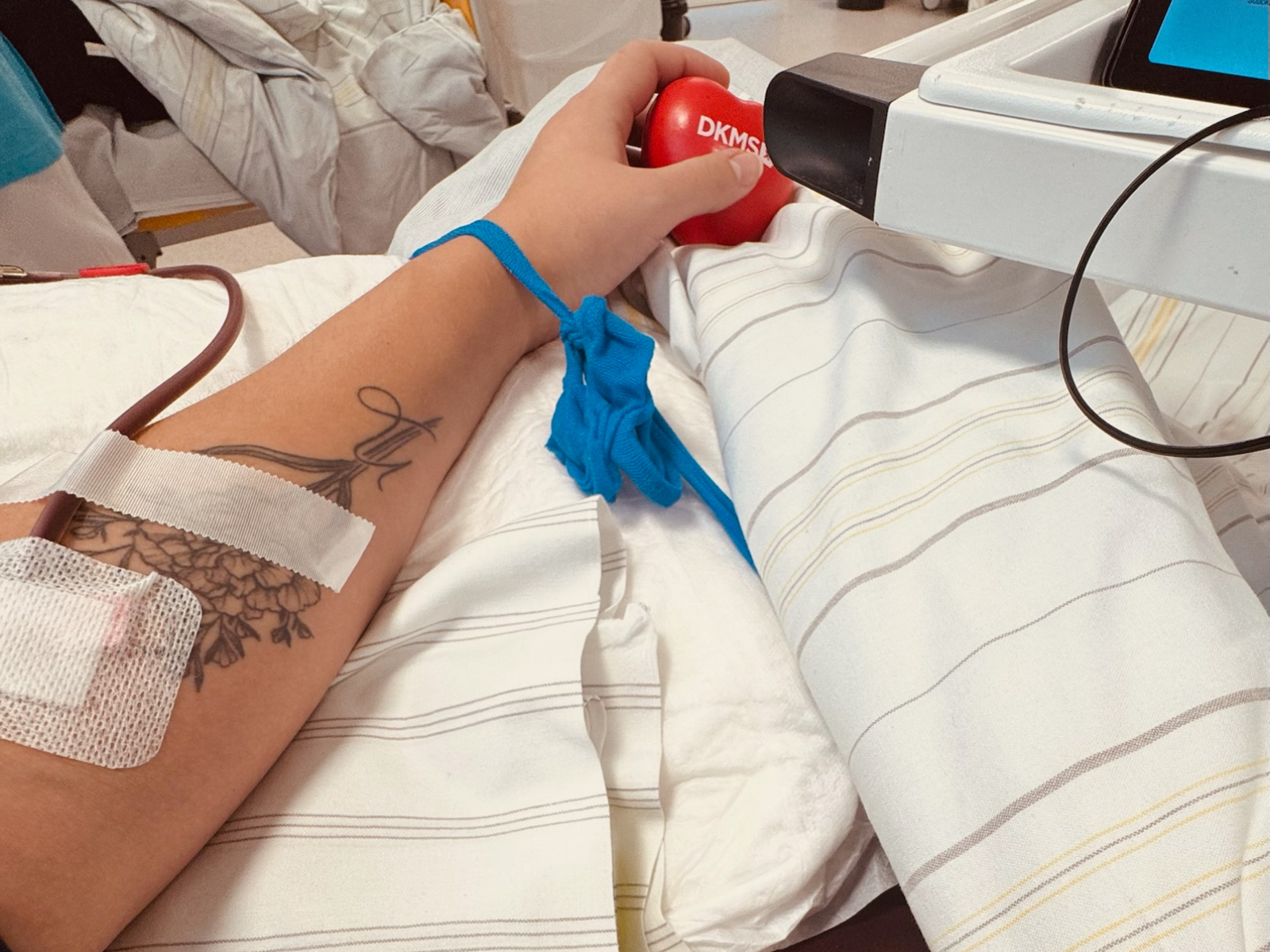 Foto von Maries Arm während der Stammzellenspende