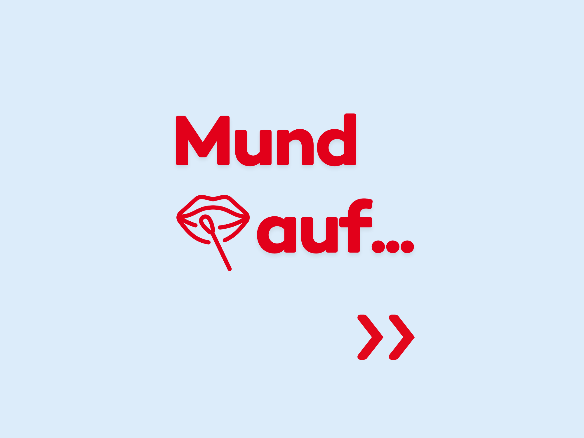 Ein roter Text auf blauem Hintergrund