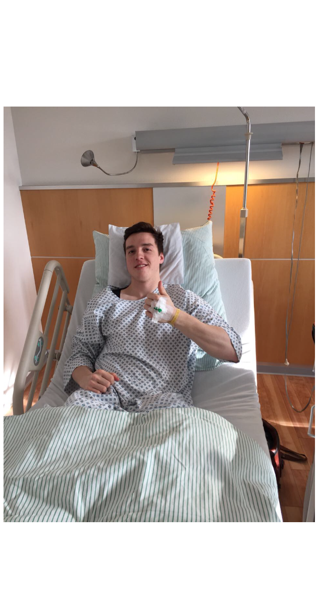 Patient Moritz bei der Entnahme im Krankenhaus