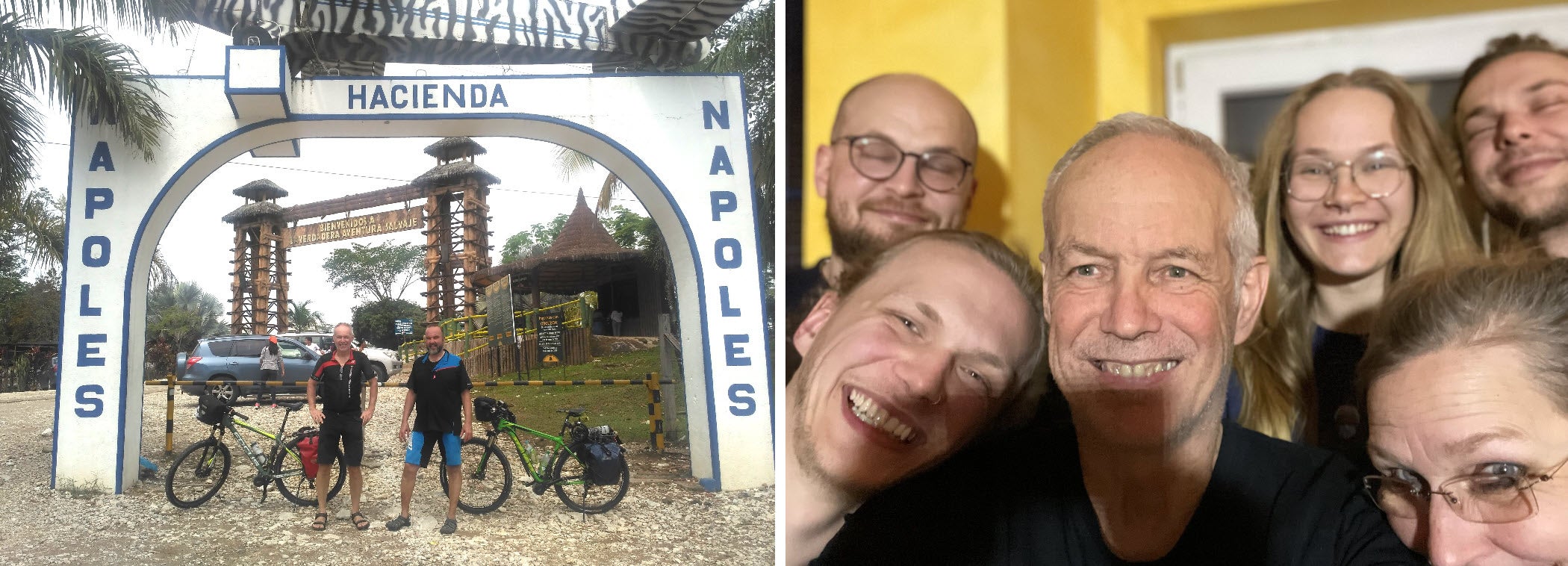 Collage Patient Carsten mit seiner Familie und auf dem Fahrrad 