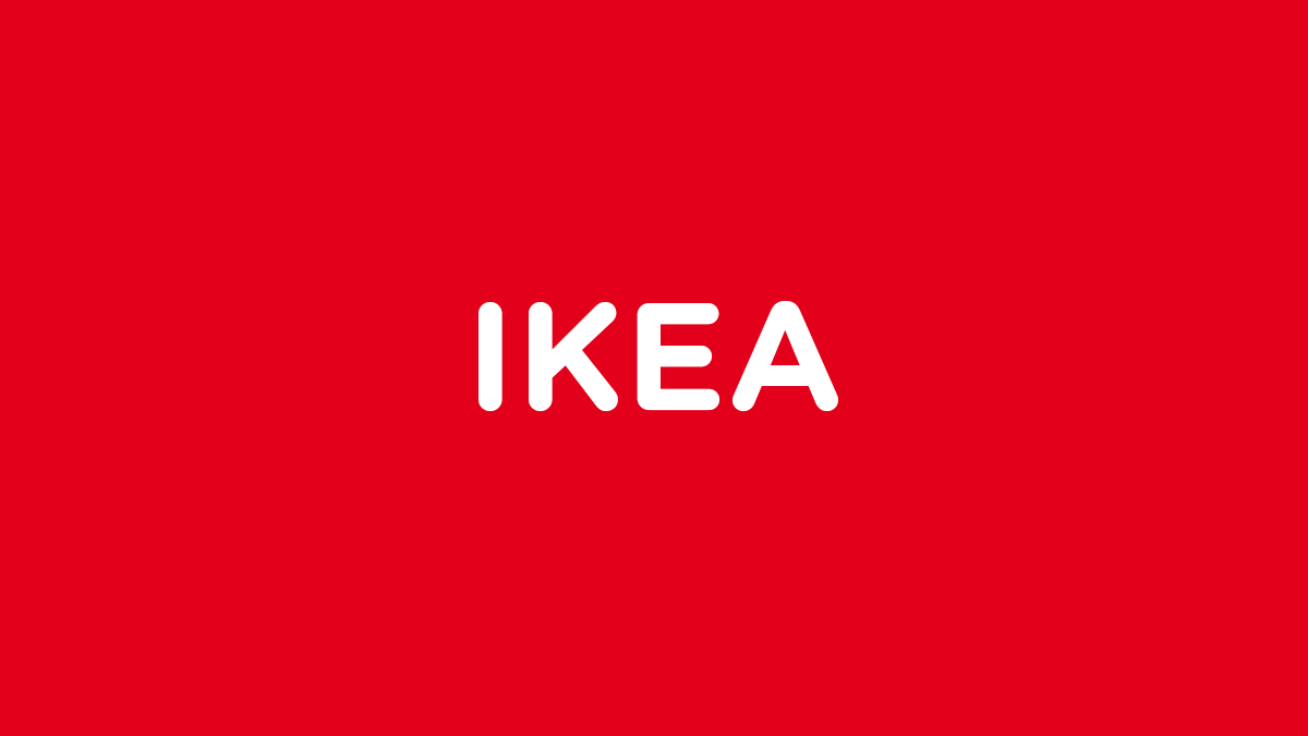 "IKEA" auf rotem Hintergrund
