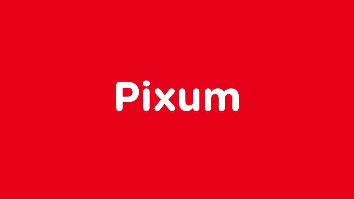 "Pixum" auf rotem Hintergrund
