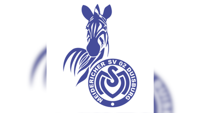 Logo des Meidericher SV Duisburg mit einem blauen Zebra. 