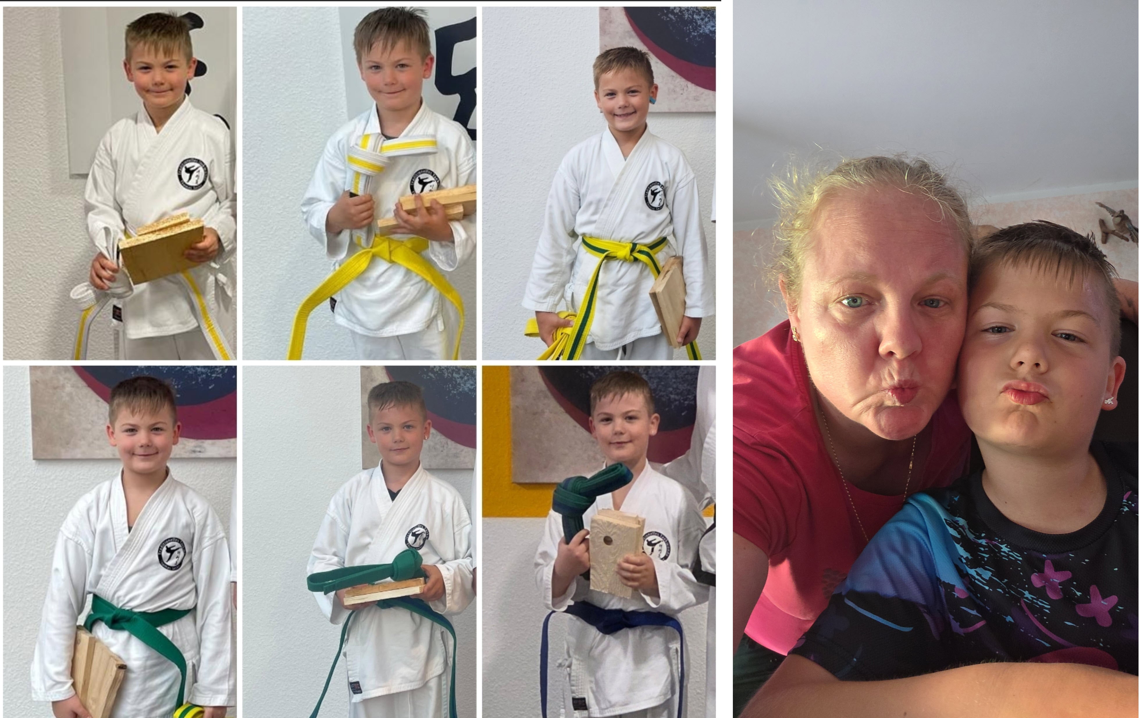 Links zu sehen ist Maximilian beim Taekwondo und rechts mit seiner Mama. 
