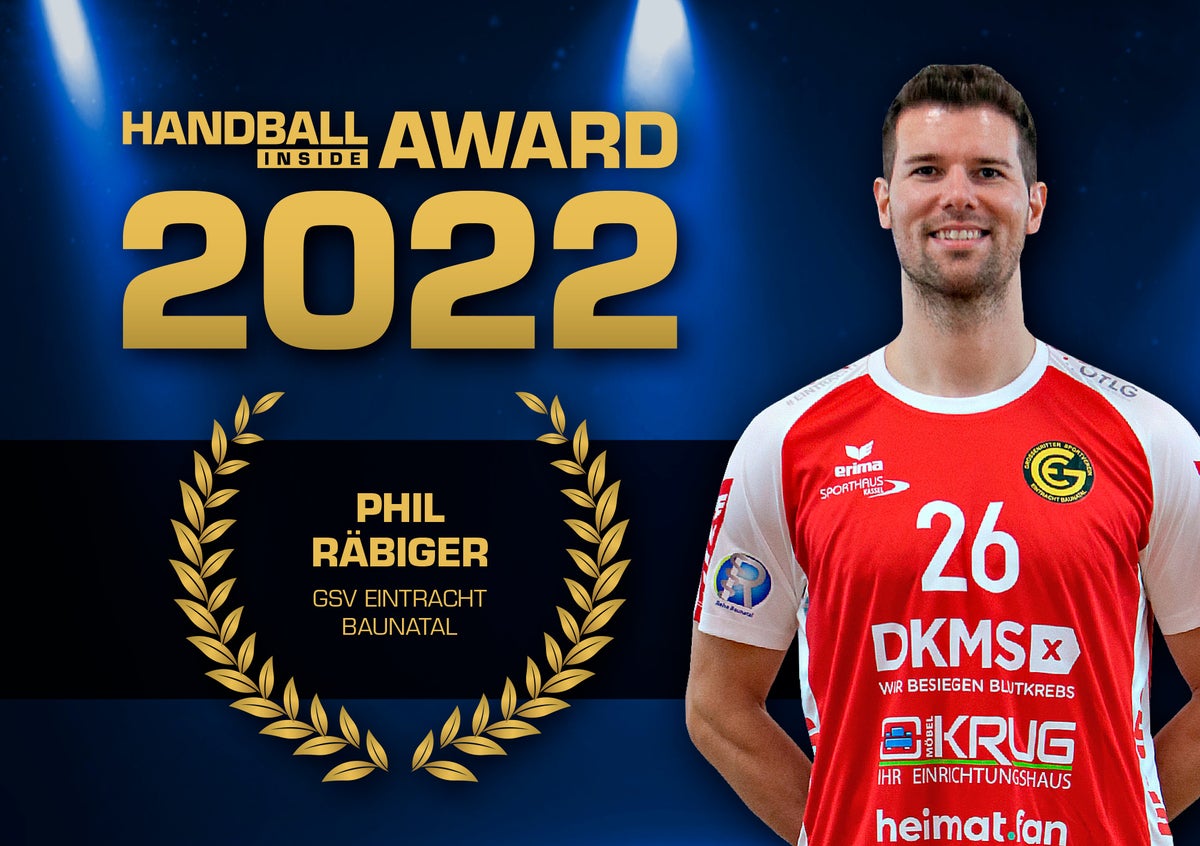 Phil Räbiger vom GSV Eintracht Baunatal hat vom Handball-Magazin "HANDBALL inside" einen Award für sein tolles Engagement verliehen bekommen. Credit: Handball Inside