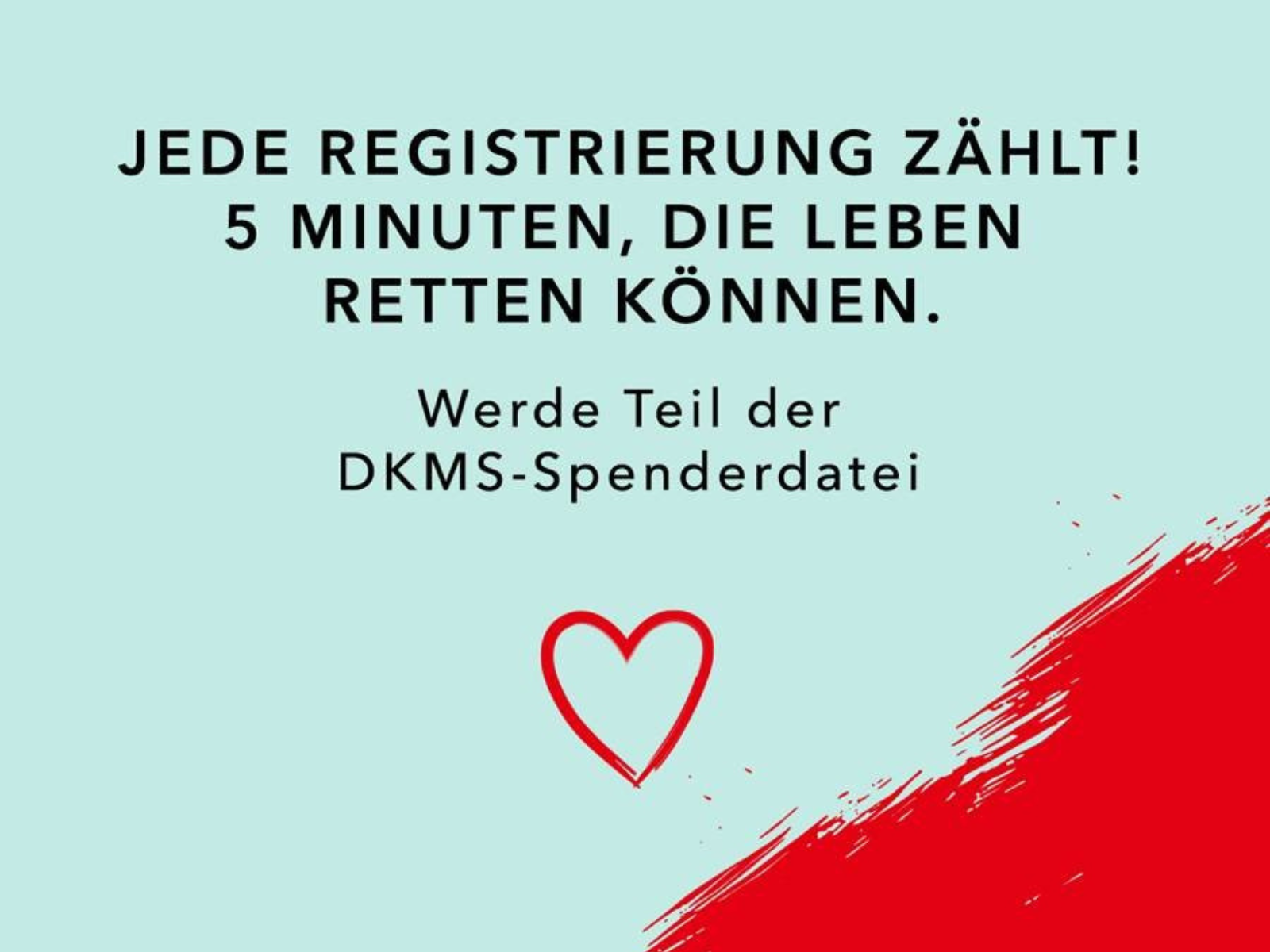 Douglas Plakat: Gemeinsam gegen Blutkrebs - Jede Registrierung zählt! Fünf Minuten, die Leben retten können. Werde Teil der DKMS-Spenderdatei