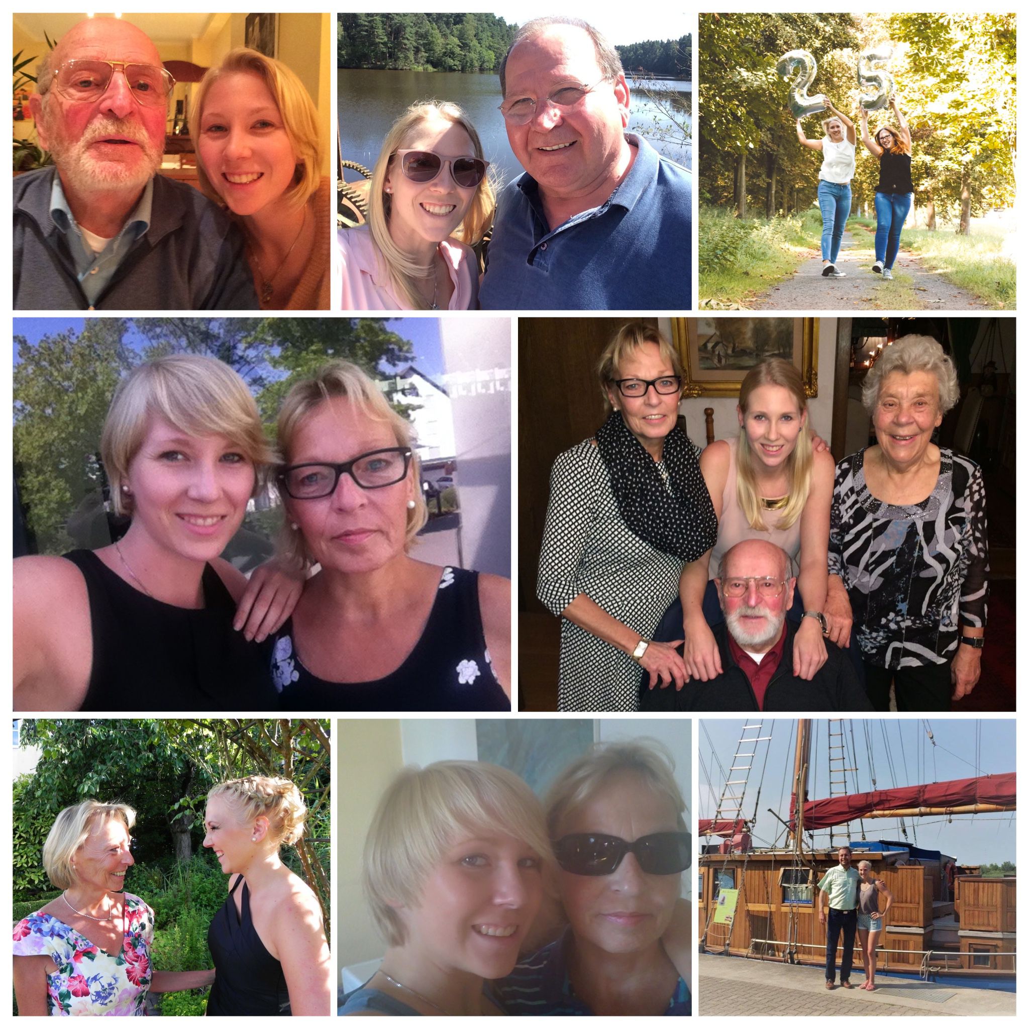 Collage aus Bildern von Stella gemeinsam mit vertrauten Personen