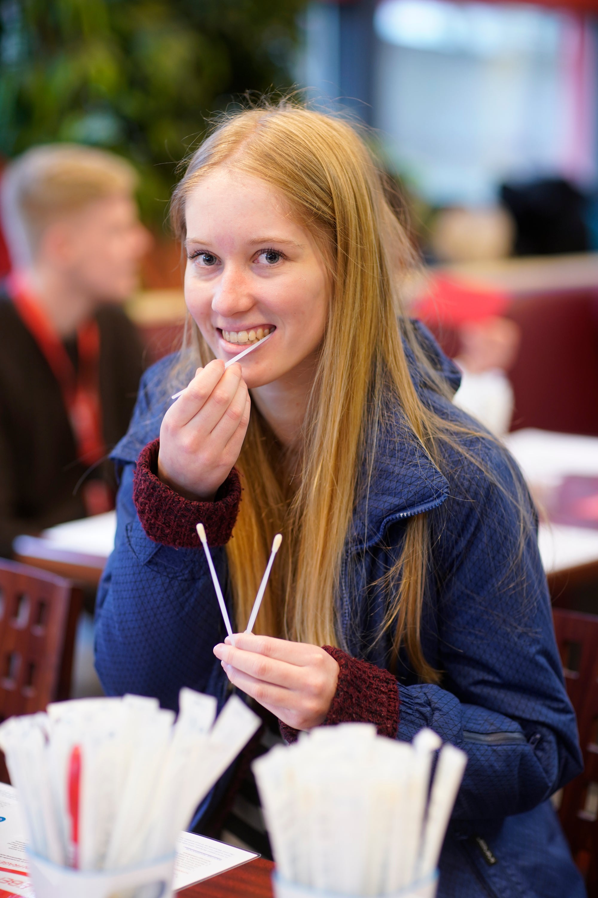 Spenderin bei der Reigstrierung