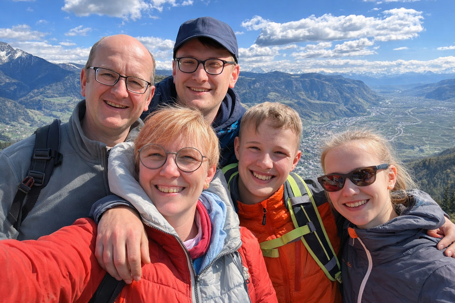Die Familie macht ein Selfie