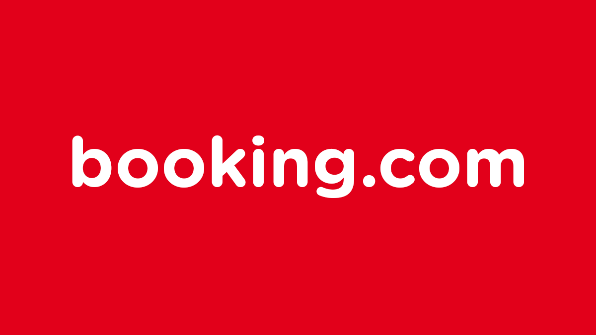 "booking.com" auf rotem Hintergrund