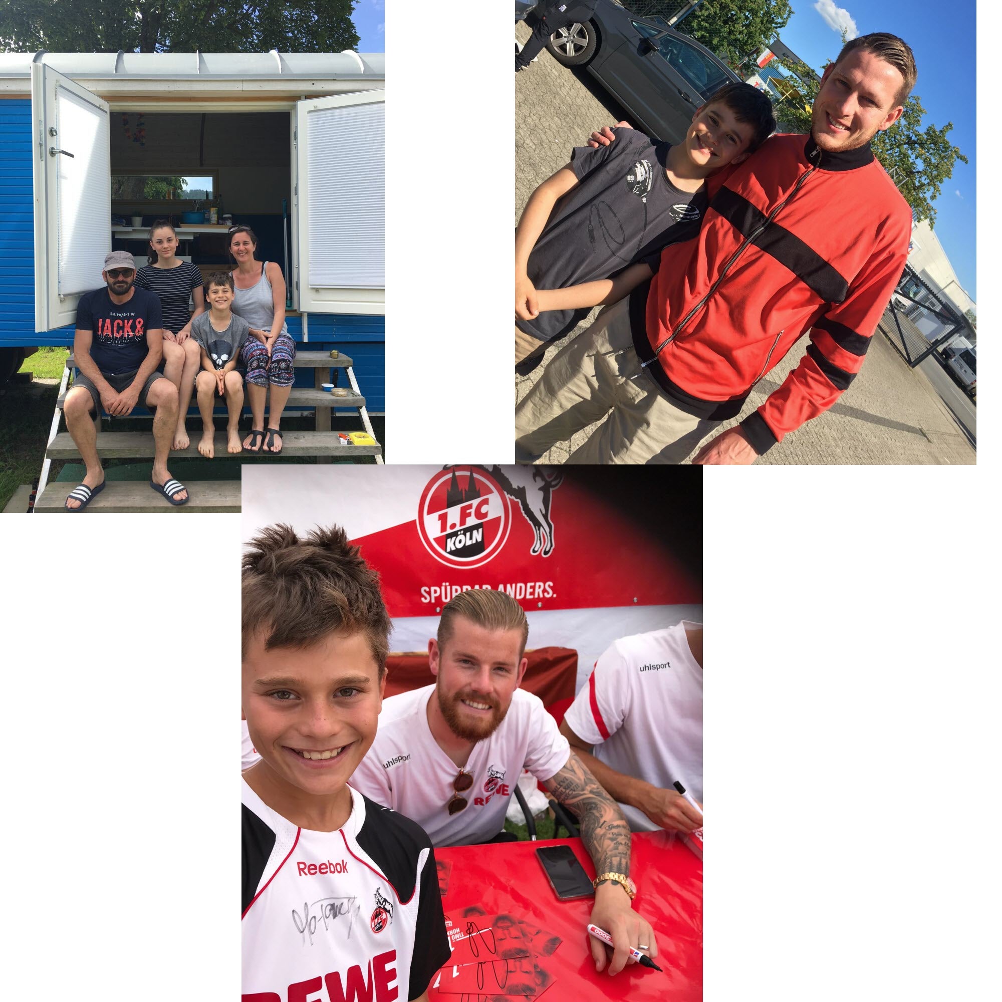 Collage aus verschiedenen Bildern mit Mattes, Familie und Fußballspielern