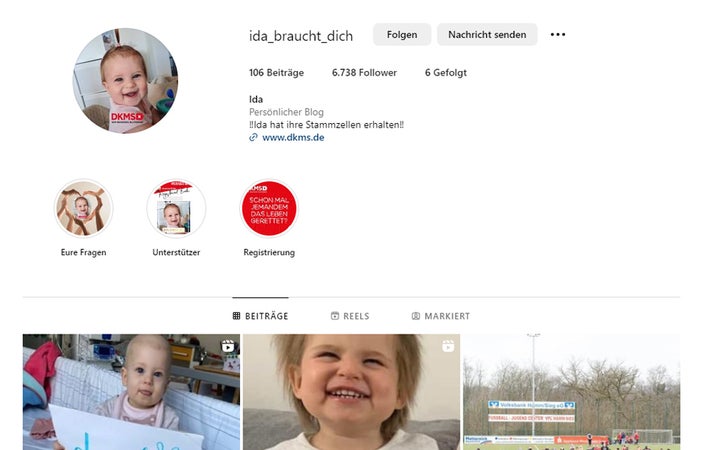 Screenshot von einem Instagram Profil
