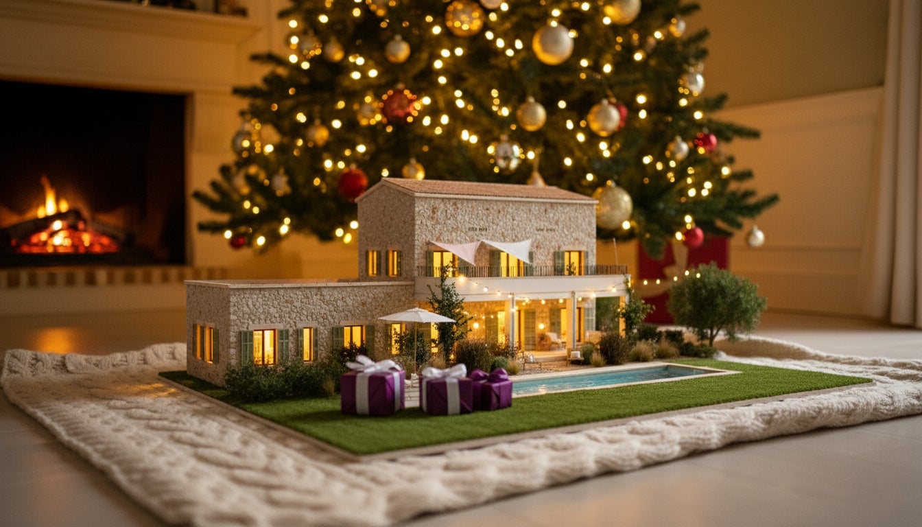Traumhaus Mallorca vor Weihnachtsbaum