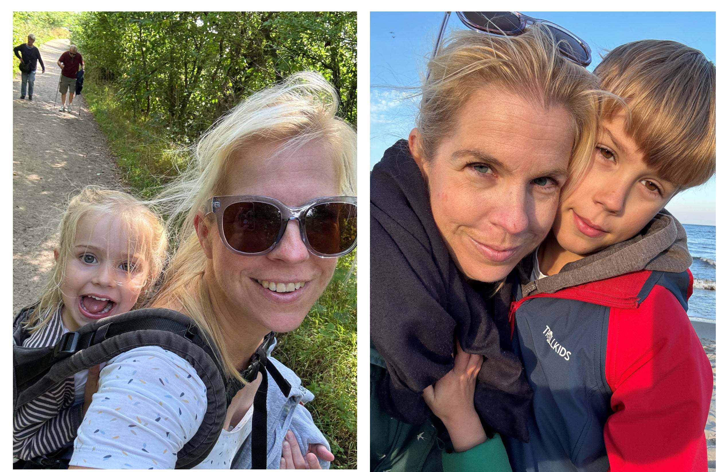 Patientin Jule mit ihren beiden Kindern draußen