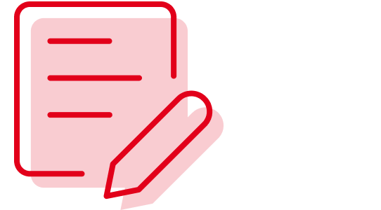 Ein Papier mit einem Stift als Icon. 