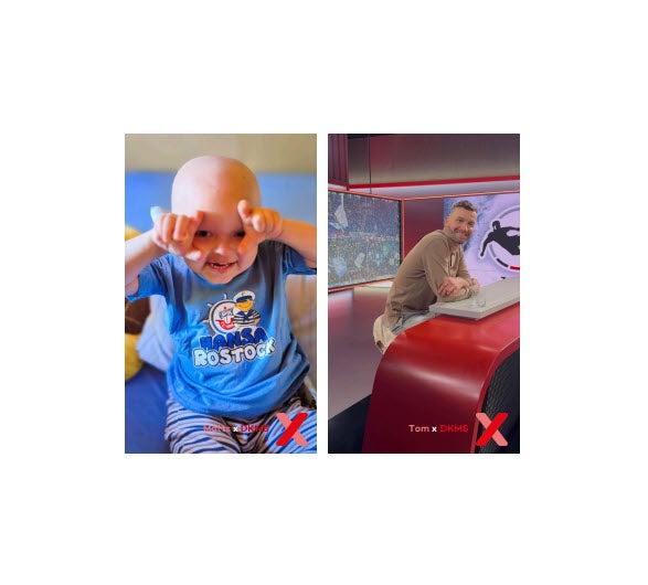 Eine Collage aus einem Baby und einem Mann.