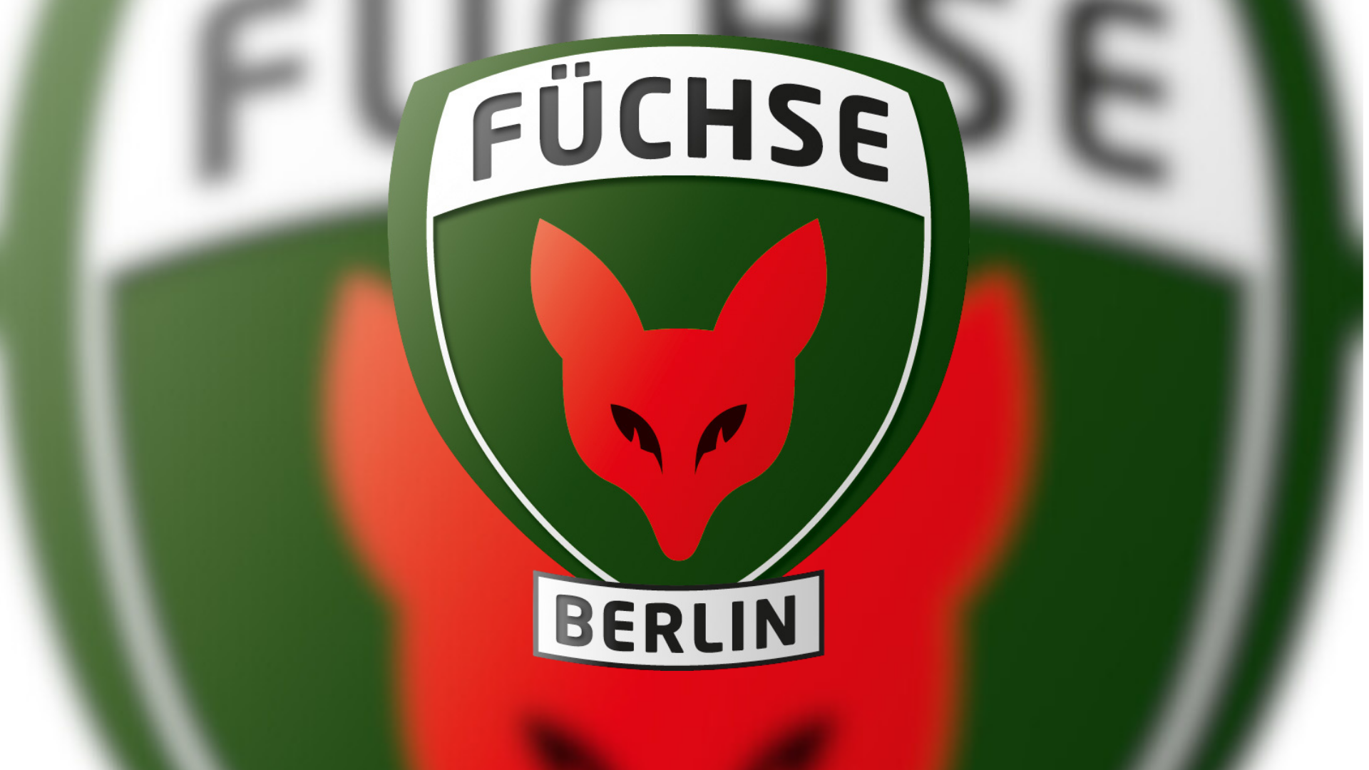 Logo eines grünen Schildes mit einem roten Fuchskopf und der Überschrift "Füchse".