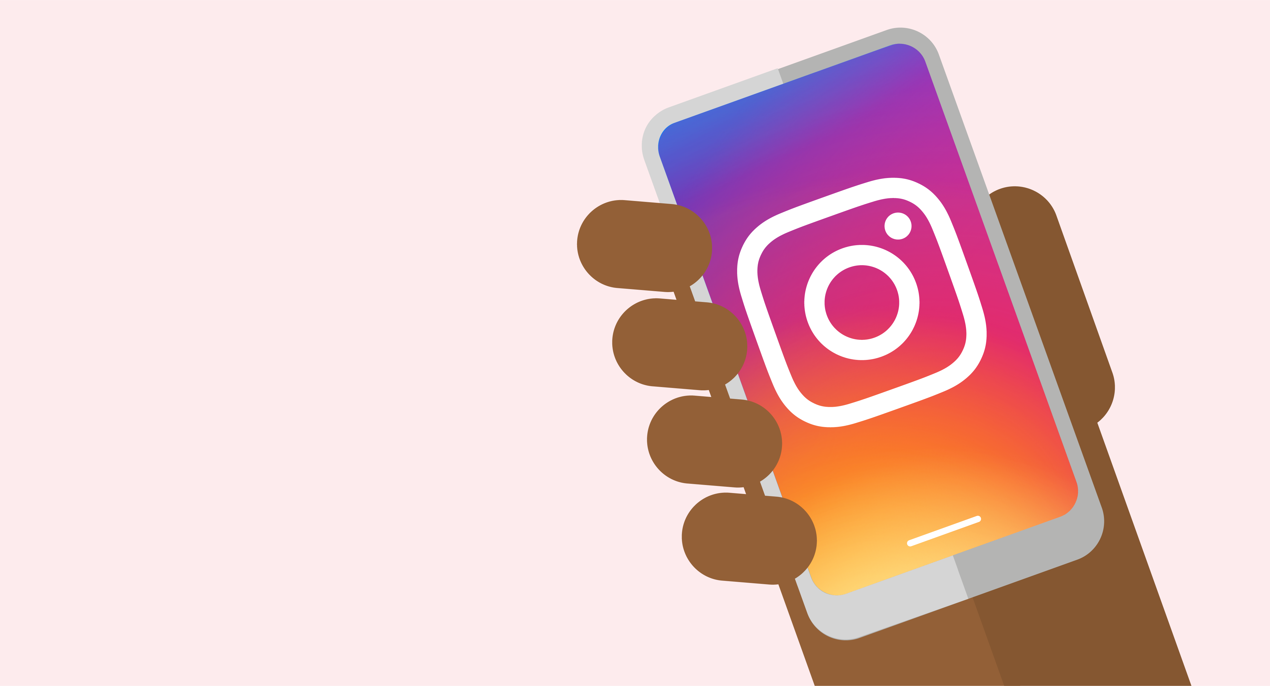 Eine Hand hält ein Handy mit Instagram Icon