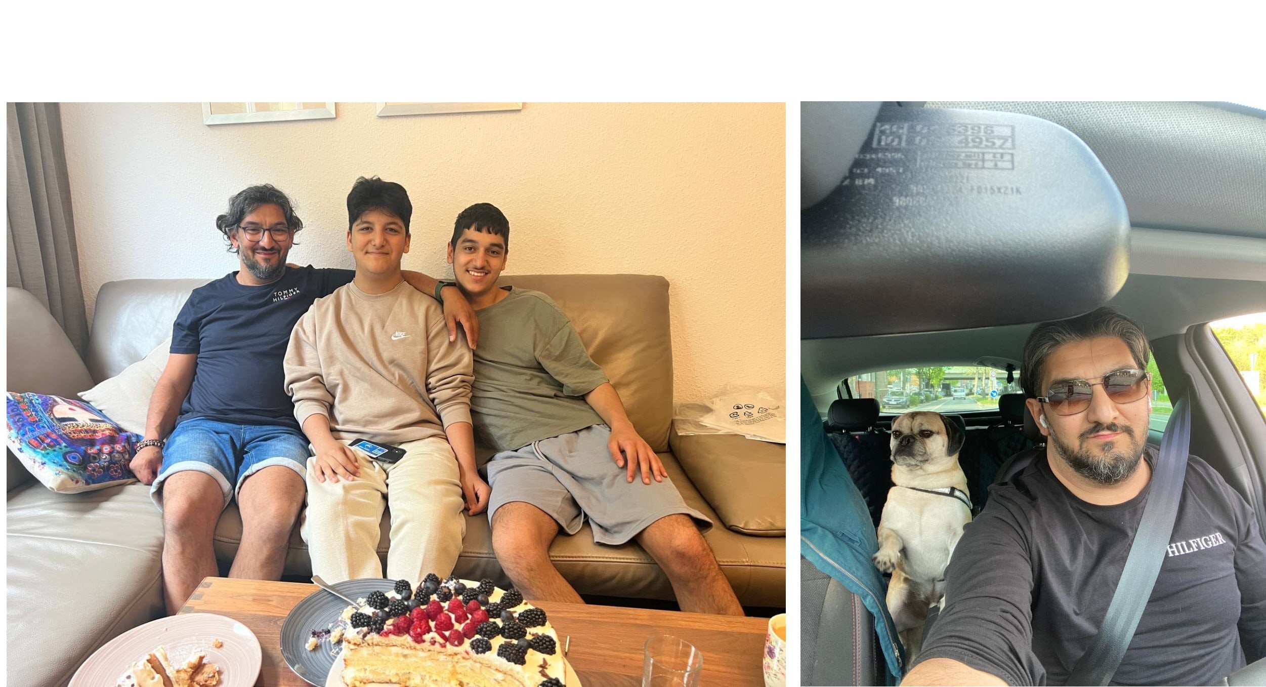 Sakir mit seinen Söhnen und seinem Hund. 