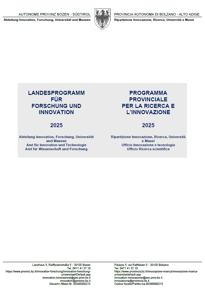 Programma Provinciale Ricerca e Innovazione 2025