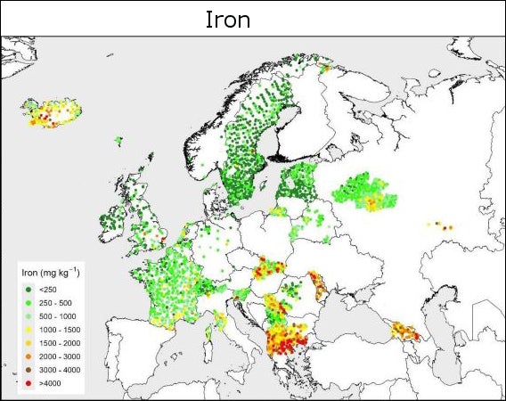 Deposition von Eisen in Europa (Quelle: Hayes et al. 2025)