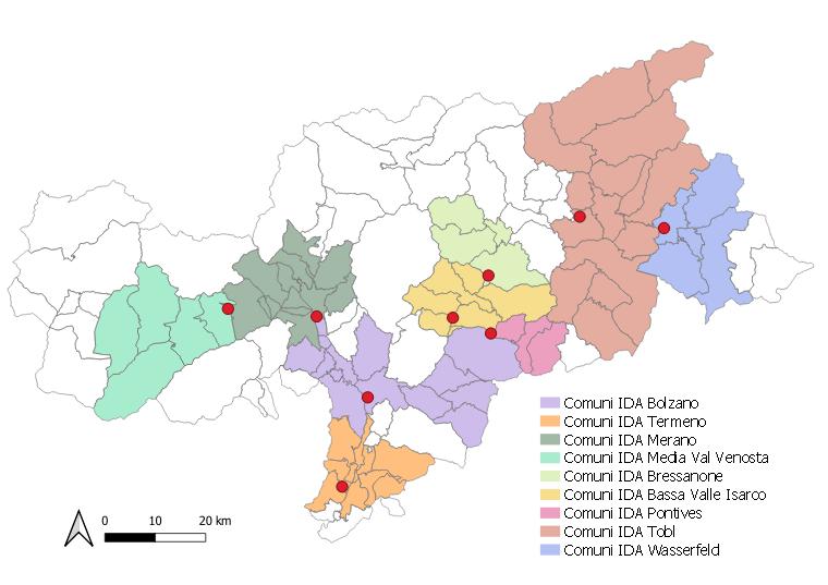 Comuni che afferiscono ai depuratori (fonte: Agenzia provinciale per l'ambiente e la tutela del clima)