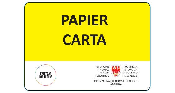 Gelbes Etikett „Papier“ (ohne Piktogramm), Landesämter in anderen Gemeinden