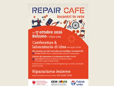Locandina evento Repair Café (Fonte: OEW – Organizzazione per Un mondo solidale)