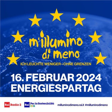 Flyer der Radiokampagne M'illumino di Meno 2024 (Quelle: https://www.rai.it/milluminodimeno/
