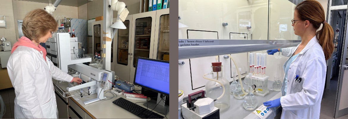 Links PFAS-Analyse; rechts PFAS-Extraktion (Foto: Landesagentur für Umwelt und Klimaschutz)