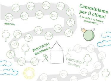 Per due settimane alunni delle scuole elementari possono raccogliere e applicare sull’apposito pass gli adesivi passi per il clima
