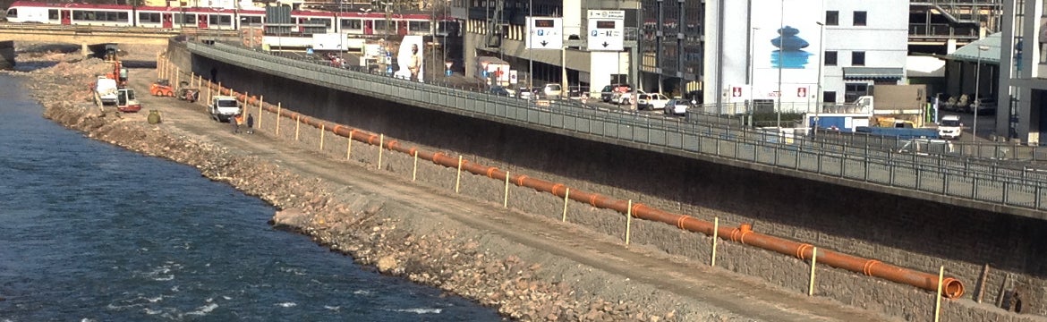 Realizzazione di un collettore fognario (Foto: Agenzia provinciale per l'ambiente e la tutela del clima)