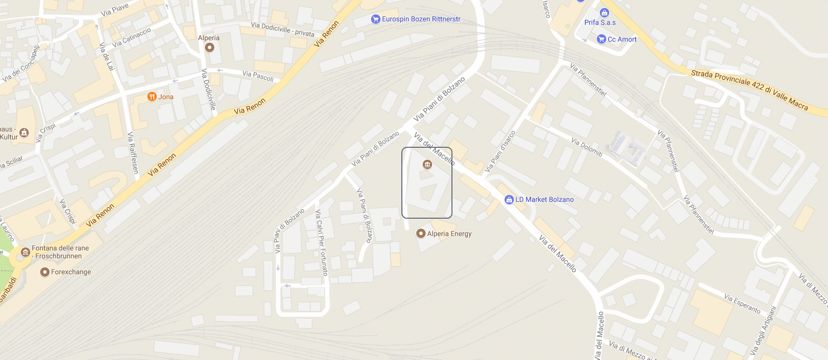 Standort des Hauptsitzes in Bozen