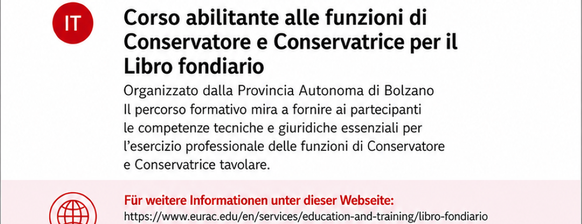 Corso abilitante per Conservatori e Conservatrici del Libro Fondiario