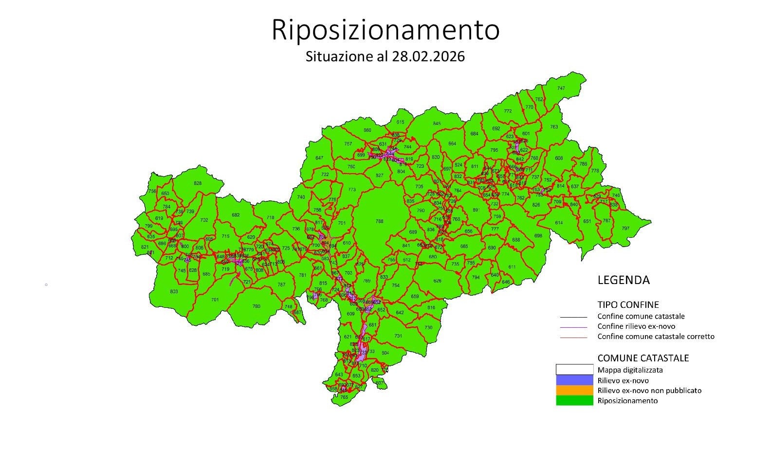 Riposizionamento delle mappe catastali: Situazione al 28/02/2026