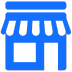 A blue store with black background