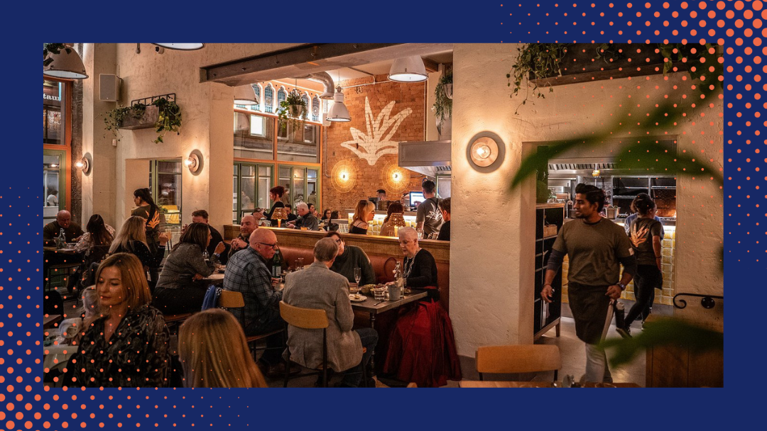 The inside of Taquero restaurant during a busy evening