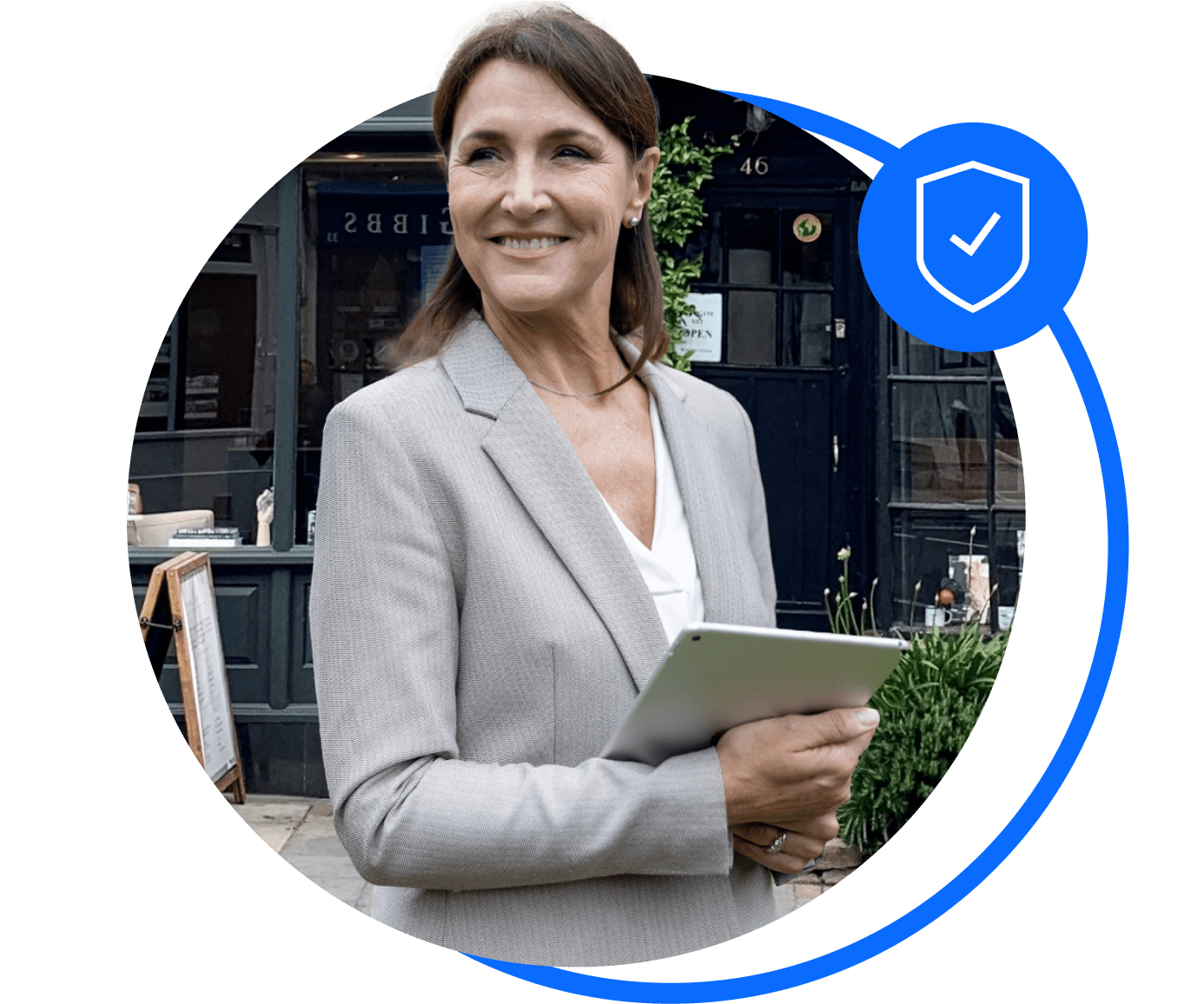 Estate agent holding clipboard