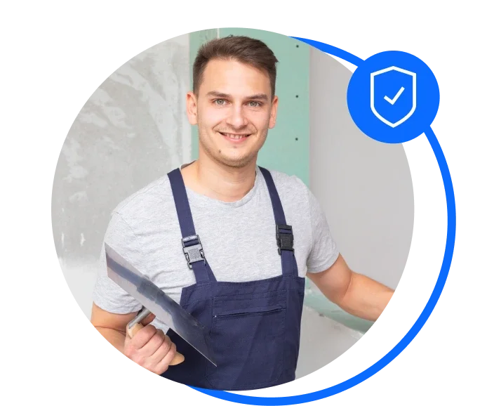 Bathroom fitter/tiler working