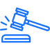 A blue line drawing of a gavel
