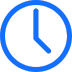 A blue clock with a black background