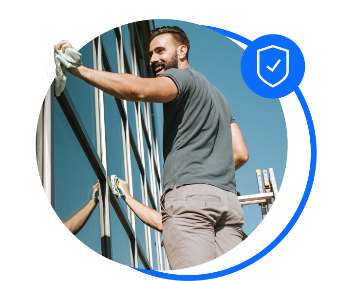 Man cleaning windows