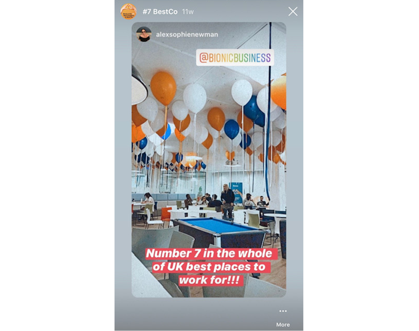 Bionic Instagram post